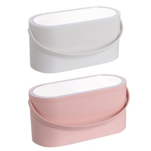 LED Lighted Travel Makeup Box with Mirror and Cosmetics Organizer